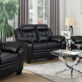 Furniture City Houma - Coaster - Finley Upholstered Padded Arm Tufted Loveseat Black - 506552