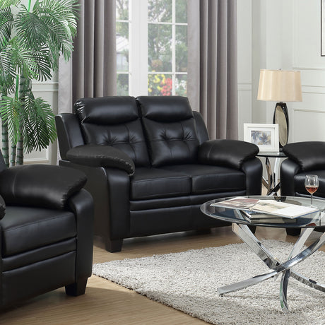 Furniture City Houma - Coaster - Finley Upholstered Padded Arm Tufted Loveseat Black - 506552