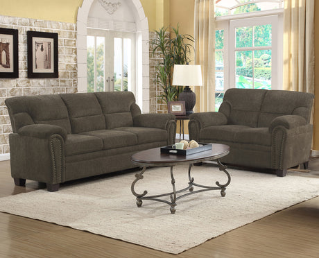 Furniture City Houma - Coaster - Clementine 2-piece Upholstered Padded Arm Sofa Set Brown - 506571-S2