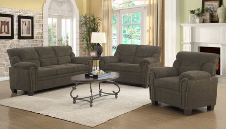 Furniture City Houma - Coaster - Clementine 3-piece Upholstered Padded Arm Sofa Set Brown - 506571-S3