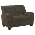 Furniture City Houma - Coaster - Clementine Upholstered Padded Arm Loveseat Brown - 506572