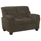 Furniture City Houma - Coaster - Clementine Upholstered Padded Arm Loveseat Brown - 506572