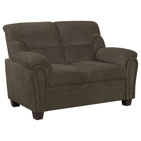 Furniture City Houma - Coaster - Clementine Upholstered Padded Arm Loveseat Brown - 506572