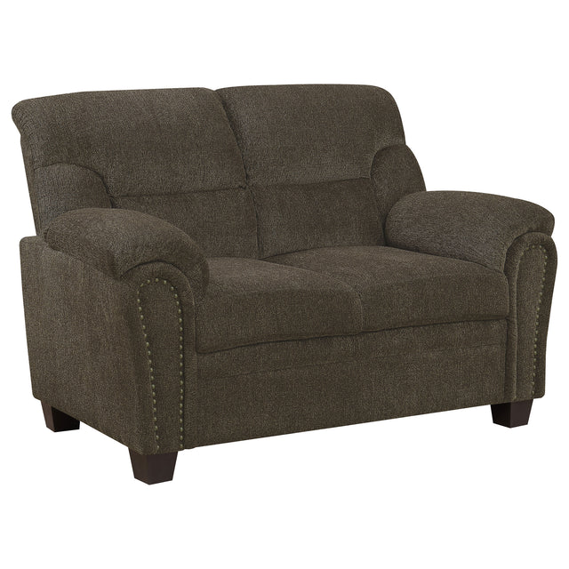 Furniture City Houma - Coaster - Clementine Upholstered Padded Arm Loveseat Brown - 506572