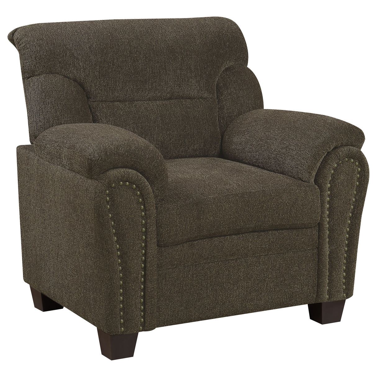 Furniture City Houma - Coaster - Clementine Upholstered Padded Arm Accent Chair Brown - 506573