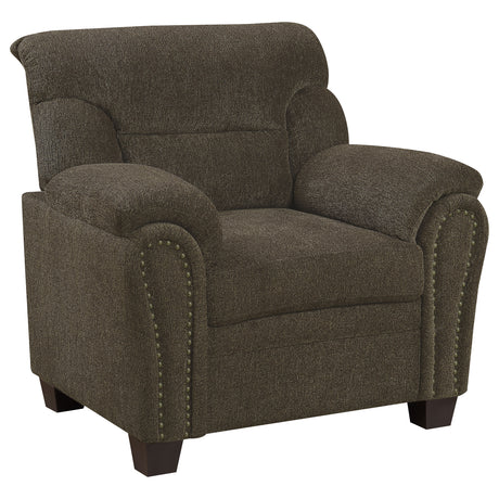Furniture City Houma - Coaster - Clementine Upholstered Padded Arm Accent Chair Brown - 506573