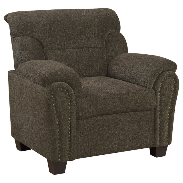 Furniture City Houma - Coaster - Clementine Upholstered Padded Arm Accent Chair Brown - 506573