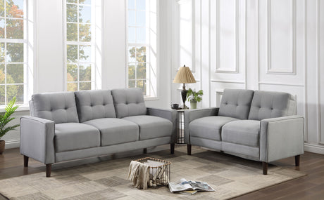 Furniture City Houma - Coaster - Bowen 2-piece Upholstered Track Arm Tufted Sofa Set Grey - 506781-S2