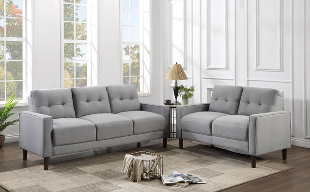 Furniture City Houma - Coaster - Bowen 2-piece Upholstered Track Arm Tufted Sofa Set Grey - 506781-S2