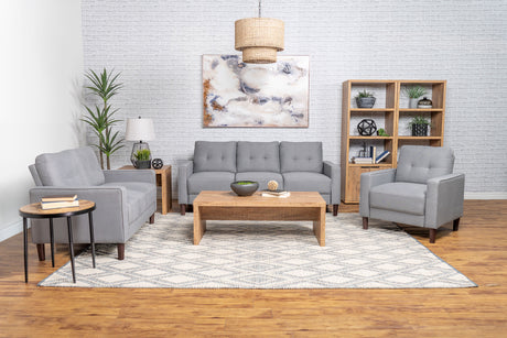 Furniture City Houma - Coaster - Bowen 3-piece Upholstered Track Arm Tufted Sofa Set Grey - 506781-S3