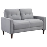 Furniture City Houma - Coaster - Bowen Upholstered Track Arm Tufted Loveseat Grey - 506782