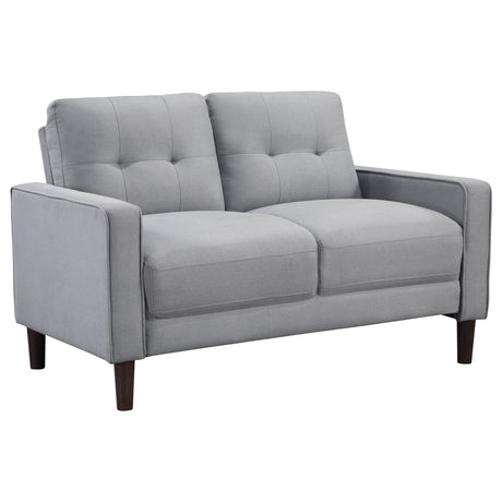 Furniture City Houma - Coaster - Bowen Upholstered Track Arm Tufted Loveseat Grey - 506782