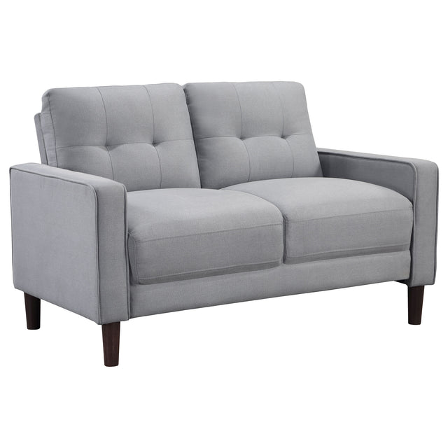 Furniture City Houma - Coaster - Bowen Upholstered Track Arm Tufted Loveseat Grey - 506782