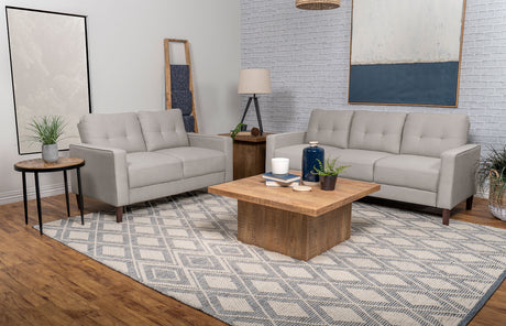 Furniture City Houma - Coaster - Bowen 2-piece Upholstered Track Arm Tufted Sofa Set Beige - 506785-S2