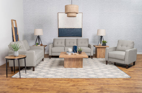 Furniture City Houma - Coaster - Bowen 3-piece Upholstered Track Arm Tufted Sofa Set Beige - 506785-S3