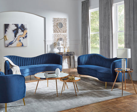 Furniture City Houma - Coaster - Sophia 3-piece Upholstered Channel Tufted Sofa Set Blue - 506861-S3