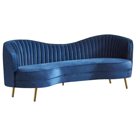 Furniture City Houma - Coaster - Sophia Upholstered Channel Tufted Sofa Blue - 506861
