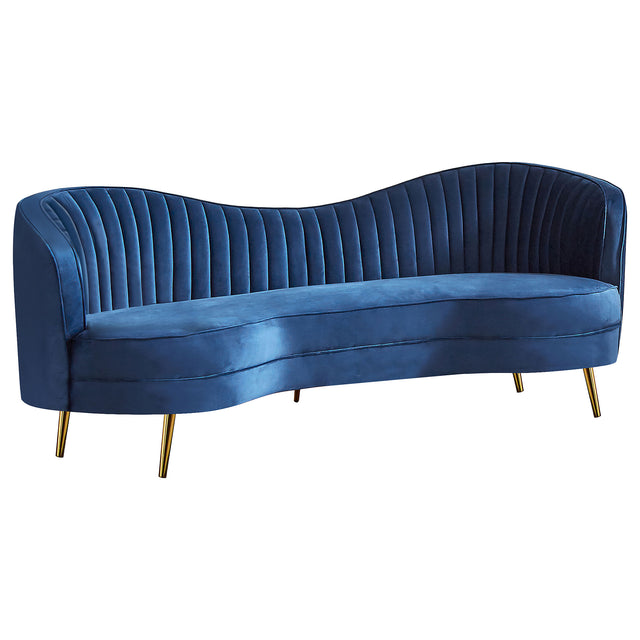 Furniture City Houma - Coaster - Sophia Upholstered Channel Tufted Sofa Blue - 506861