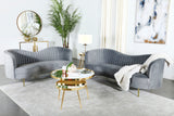 Furniture City Houma - Coaster - Sophia 2-piece Upholstered Channel Tufted Sofa Set Grey - 506864-S2