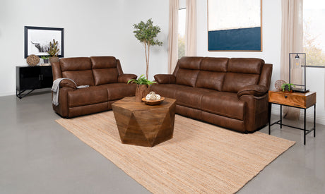 Furniture City Houma - Coaster - Ellington 2-piece Upholstered Padded Arm Sofa Set Dark Brown - 508281-S2