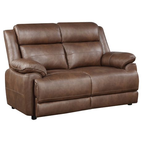 Furniture City Houma - Coaster - Ellington Upholstered Padded Arm Loveseat Dark Brown - 508282