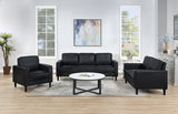 Furniture City Houma - Coaster - Ruth 3-piece Upholstered Track Arm Sofa Set Black - 508361-S3