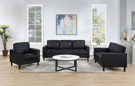 Furniture City Houma - Coaster - Ruth 3-piece Upholstered Track Arm Sofa Set Black - 508361-S3
