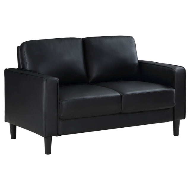 Furniture City Houma - Coaster - Ruth Upholstered Track Arm Loveseat Black - 508362