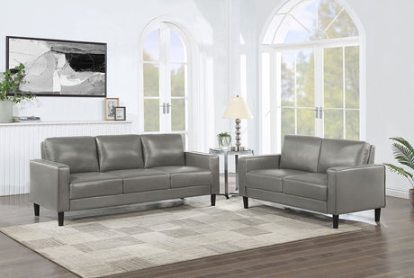 Furniture City Houma - Coaster - Ruth 2-piece Upholstered Track Arm Sofa Set Grey - 508365-S2