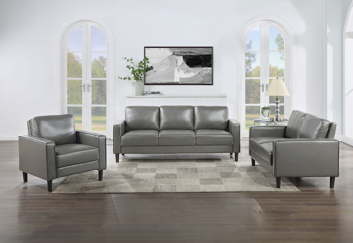 Furniture City Houma - Coaster - Ruth 3-piece Upholstered Track Arm Sofa Set Grey - 508365-S3