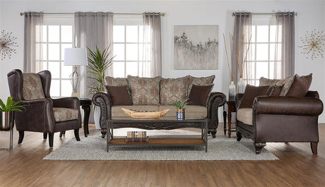 Furniture City Houma - Coaster - Elmbrook 3-piece Upholstered Rolled Arm Sofa Set Brown - 508571-S3