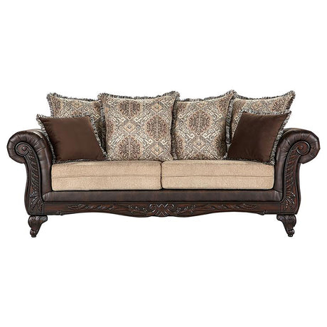 Furniture City Houma - Coaster - Elmbrook Upholstered Rolled Arm Sofa Brown - 508571