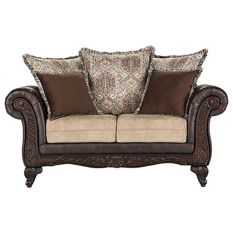 Furniture City Houma - Coaster - Elmbrook Upholstered Rolled Arm Loveseat Brown - 508572