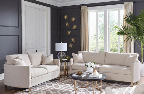 Furniture City Houma - Coaster - Corliss 2-piece Upholstered Arched Arm Sofa Set Beige - 508821-S2