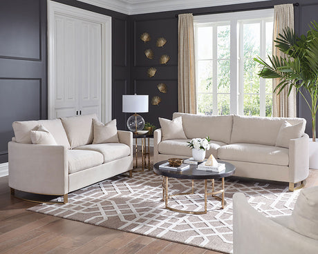 Furniture City Houma - Coaster - Corliss 3-piece Upholstered Arched Arm Sofa Set Beige - 508821-S3