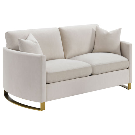 Furniture City Houma - Coaster - Corliss Upholstered Curved Track Arm Loveseat Beige - 508822