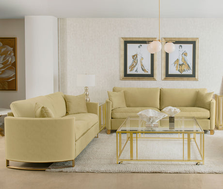 Furniture City Houma - Coaster - Corliss 2-piece Velvet Upholstered Sofa Set Camel - 508824-S2