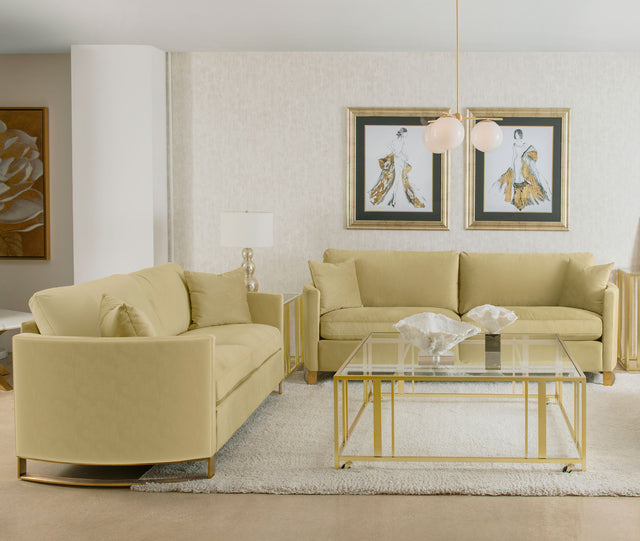 Furniture City Houma - Coaster - Corliss 2-piece Velvet Upholstered Sofa Set Camel - 508824-S2