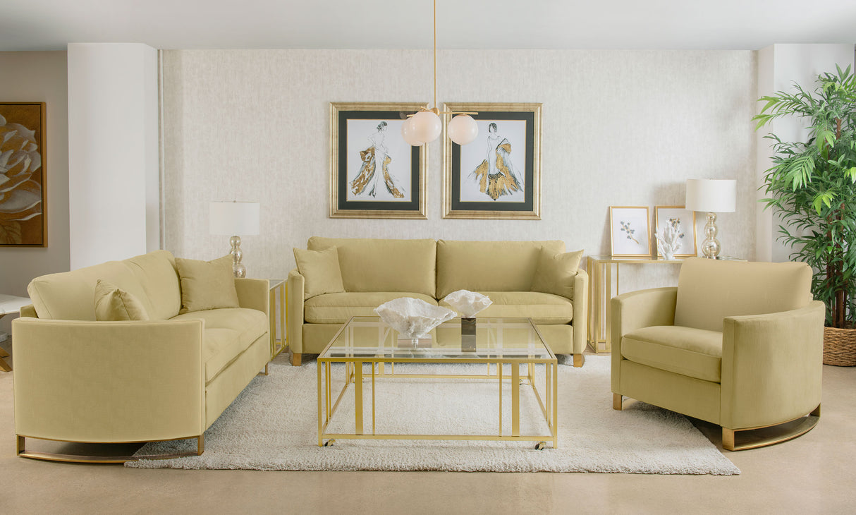 Furniture City Houma - Coaster - Corliss 3-piece Velvet Upholstered Sofa Set Camel - 508824-S3