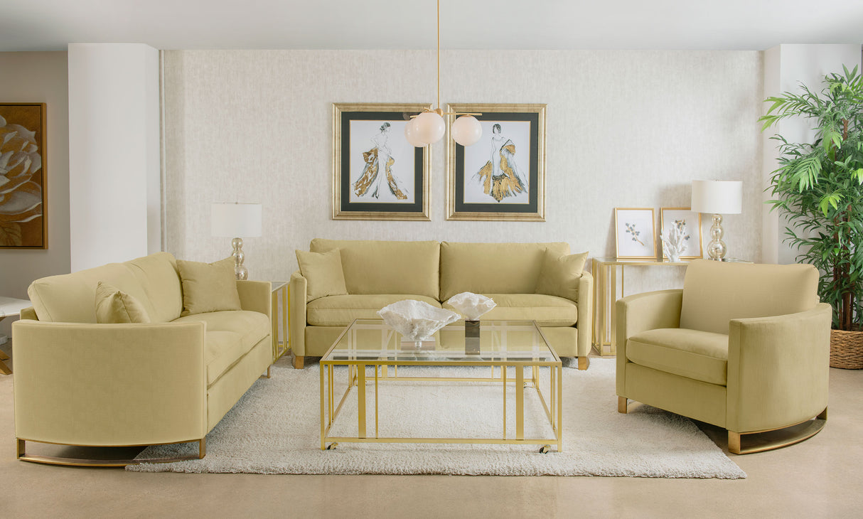 Corliss Upholstered Curved Track Arm Sofa Camel
