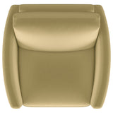 Corliss Upholstered Curved Track Arm Chair Camel