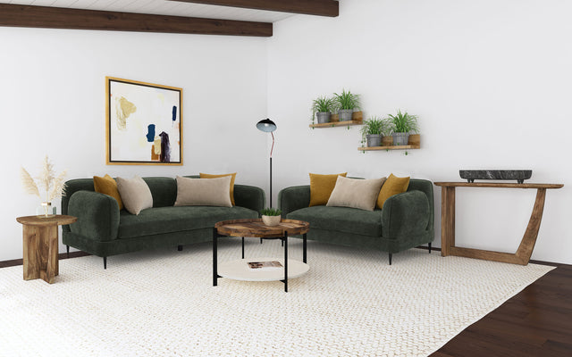 Furniture City Houma - Coaster - Jade 2-piece Chenille Upholstered Sofa Set Green - 509131-S2