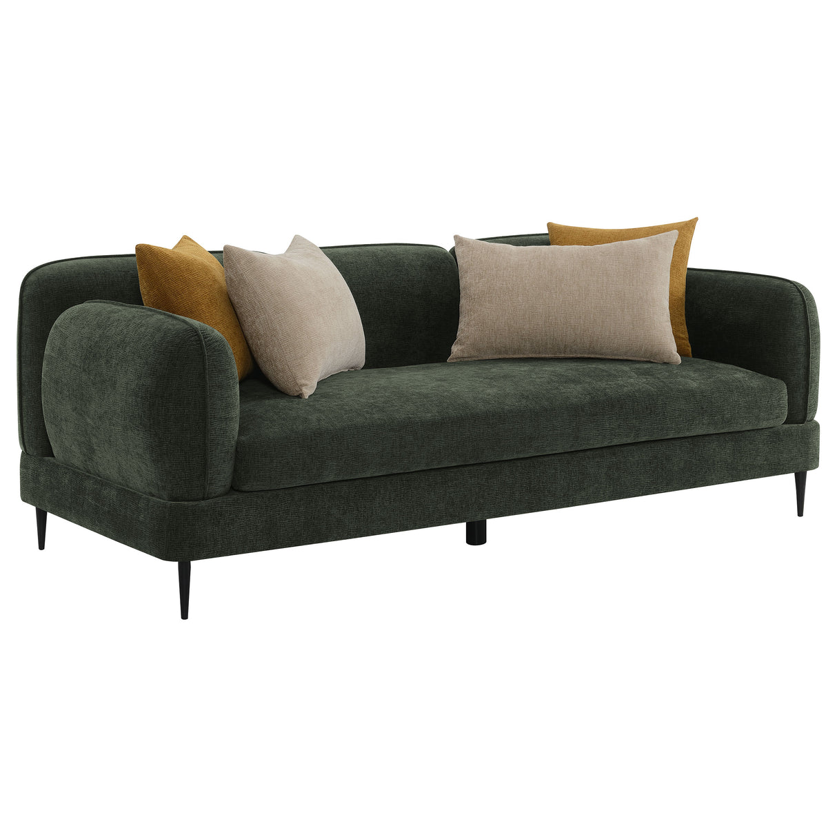 Furniture City Houma - Coaster - Jade Chenille Upholstered Modern Track Arm Sofa Green - 509131