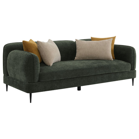 Furniture City Houma - Coaster - Jade Chenille Upholstered Modern Track Arm Sofa Green - 509131