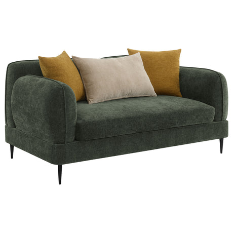 Furniture City Houma - Coaster - Jade Chenille Upholstered Modern Track Arm Loveseat Green - 509132