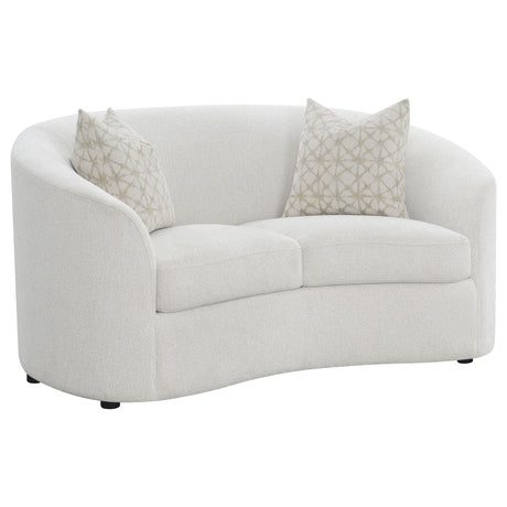 Furniture City Houma - Coaster - Rainn Boucle Upholstered Sloped Arm Loveseat Latte - 509172