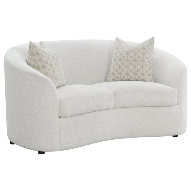 Furniture City Houma - Coaster - Rainn Boucle Upholstered Sloped Arm Loveseat Latte - 509172