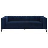 Chalet 2-piece Upholstered Tuxedo Arm Tufted Sofa Set Blue