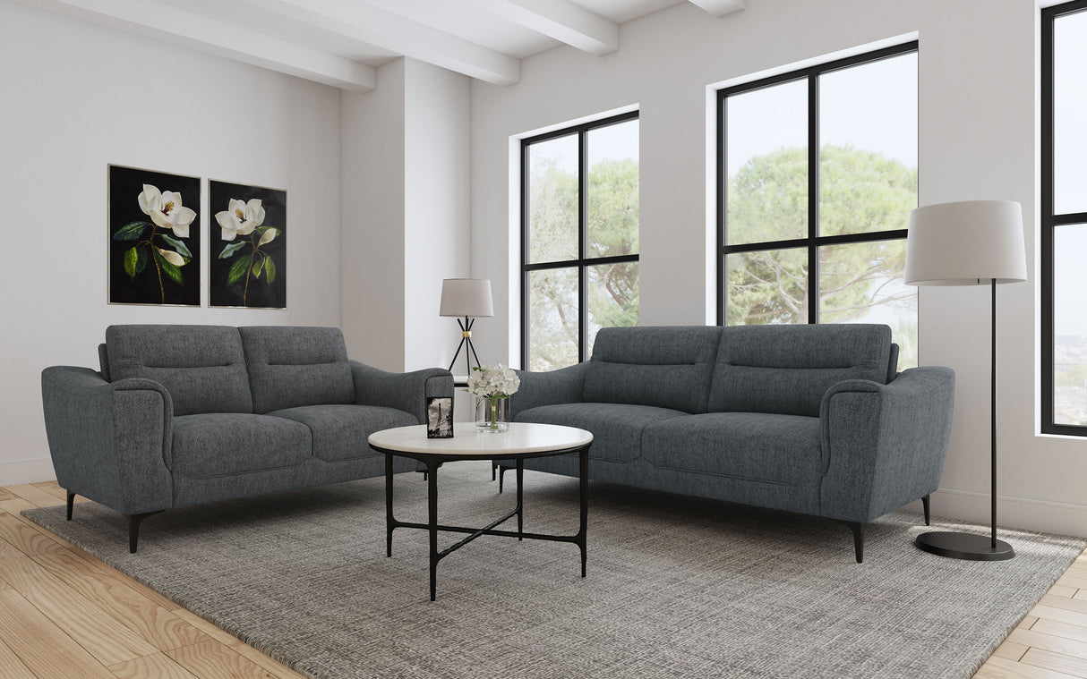 Furniture City Houma - Coaster - Nolan 2-piece Upholstered Sofa Set Charcoal - 509281-S2
