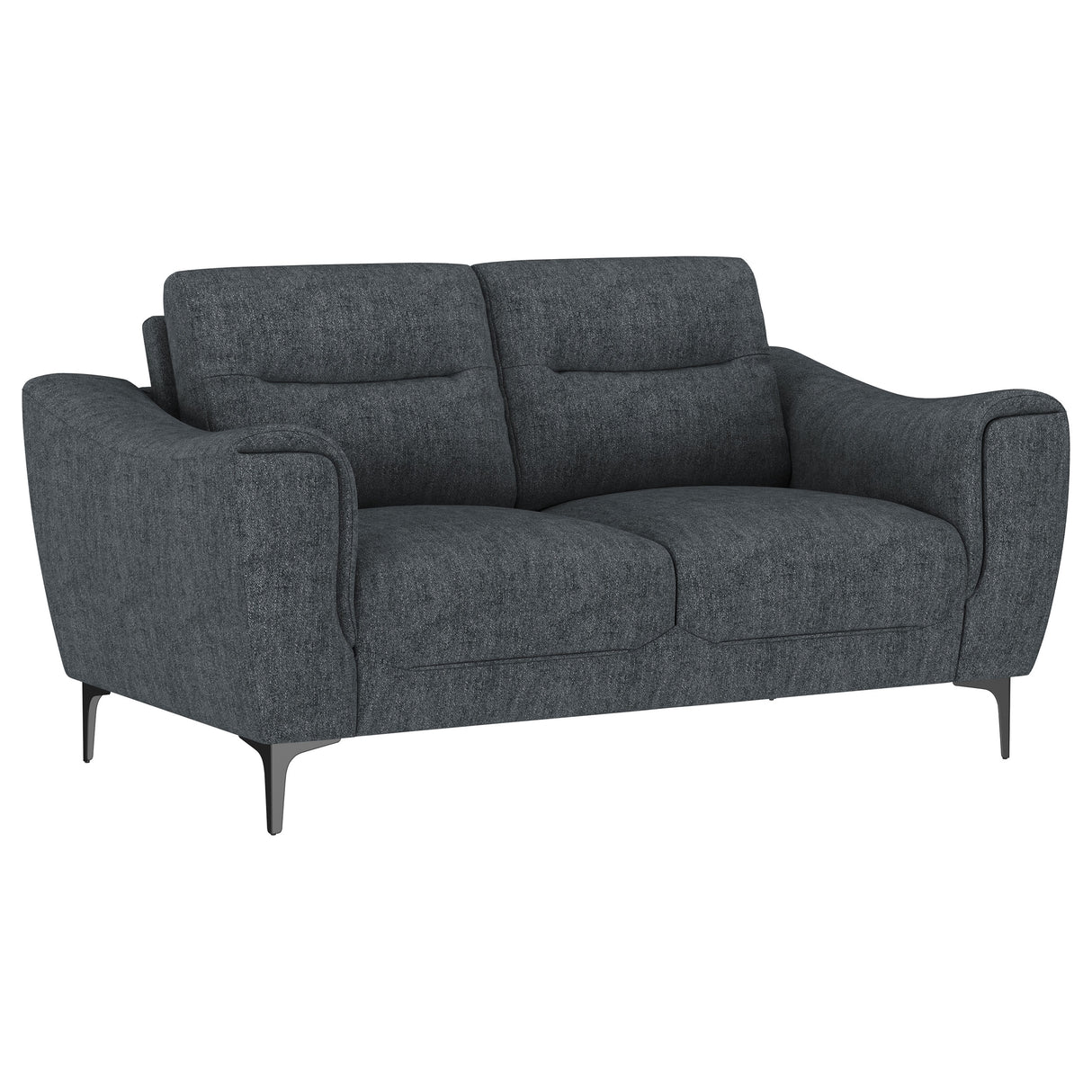 Furniture City Houma - Coaster - Nolan Upholstered Sloped Track Arm Loveseat Charcoal - 509282